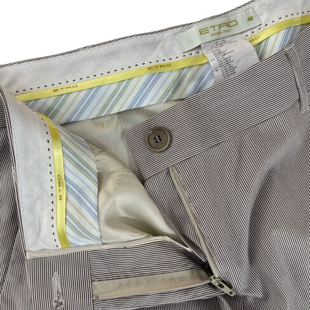 ETRO Italy Pinstripe Flat front‎ Lightweight Cropped Pants Wm Sz 48/ US 16